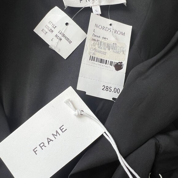 FRAME Black Silk Pajamas Style Lapel Collar Button Up Shirt Large Reg. $285 - Picture 8 of 11